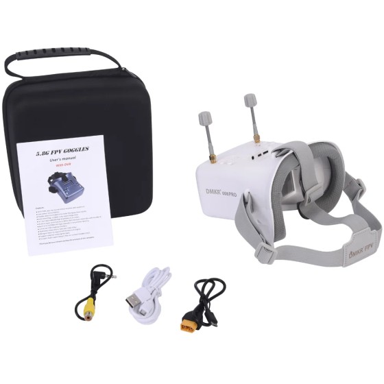LS-008D Pro White  Goggle with 5.8G 40ch 3.7V/2000mAh Battery 4.3 Inch HD LCD 16:9 for Racing Drone Bwhoop